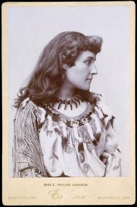 E. Pauline Johnson (Tekahionwake) (1895), wearing her performance costume. Cochran, Library and Archives Canada, accession number 1952-010, C-085125
